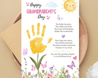 Grandparents Day Handprint Flower Keepsake, Watercolor Art (Digital Download)
