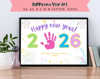 Happy New Year 2026 Handprint Art, Handprint Craft Keepsake