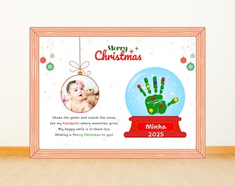 Christmas Handprint Poem, Snow Globe Photo Frame, Personalized Keepsake (Digital Download)