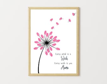 Dandelion Handprint Art, Minimalist Keepsake Craft, Mother's Day Gift (Digital Download)
