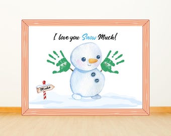 Snowman Handprint Art | Christmas Keepsake (Canva Template)
