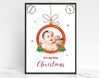 My First Christmas Keepsake Template, Personalized 1st Christmas Photo Ornament 2025