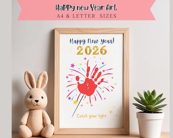 2026 New Year Handprint Art | Sparkler Firework Craft | Printable Keepsake for Kids & Toddlers | DIY Handprint Activity