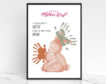 Mother's Day Bunny Handprint Art | Minimalist Keepsake Craft (Digital Download)