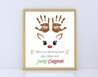 Christmas Reindeer Handprint Art, DIY Keepsake (Digital Download)