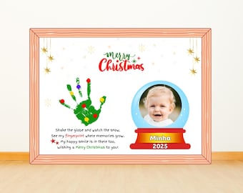 First Christmas Handprint Art | Merry Christmas Snow globe Keepsake Gift (Digital Download)