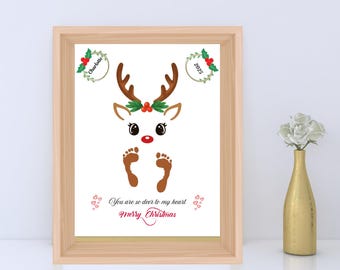 Reindeer Handprint Art, Christmas Keepsake, DIY Craft (Digital Download)