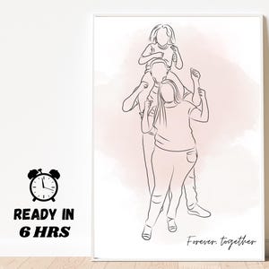 Disegno personalizzato con una sola linea, ritratto di un animale domestico senza volto tratto da una foto, regalo per il primo anniversario per lui, illustrazione unica della famiglia del marito, regali di Natale