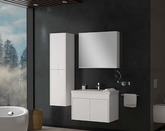 Ada 80 cm witte badkamerkastjesset - Klaar voor installatie, voorgemonteerd, verkrijgbaar in verschillende maten en kleuren, wandmontage