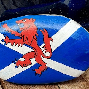 hand painted Scottish flag stones