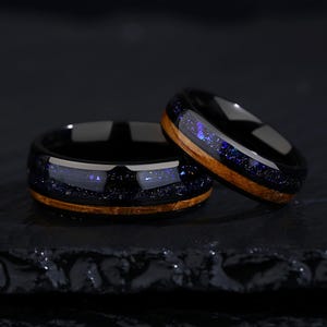 Orion Nebula Ring Set, Galaxy Couples Ring, His Or Hers Wedding Bands, Galaxy Sandstone and Ironwood Starry Night Rings.
