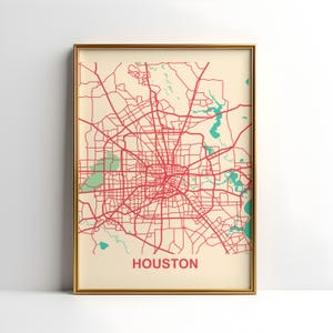 Houston Map Gift, Houston Wall Map Decor