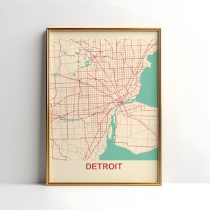 Detroit Wall Map Digital Download Detroit Wall Decor