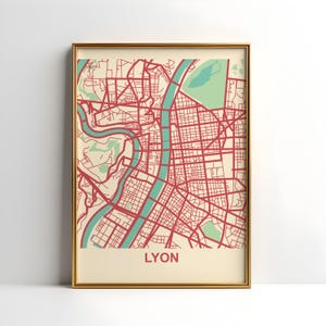 Lyon Map Print for Wall Decor, Printable Lyon Gift Map