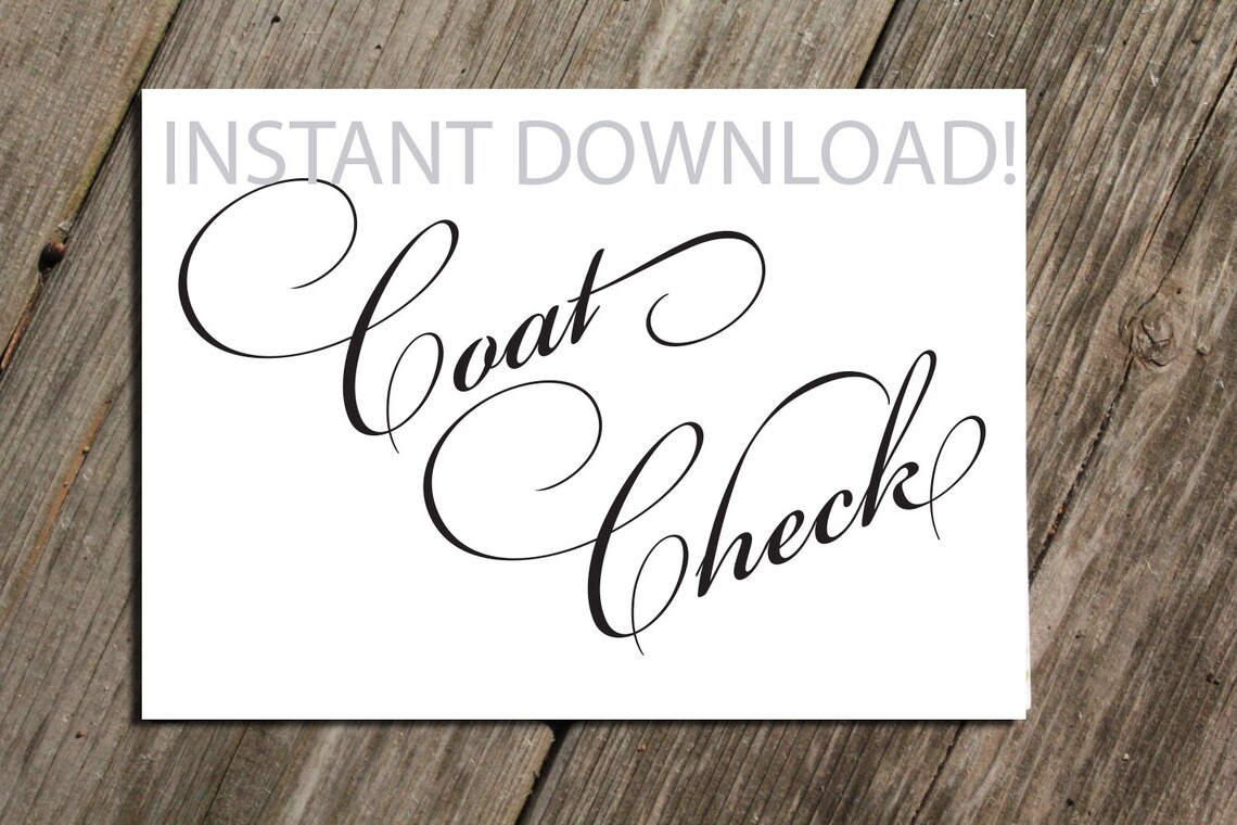 Coat Check Sign 8x10 and Letter Size PRINT at HOME Wedding - Etsy Ireland