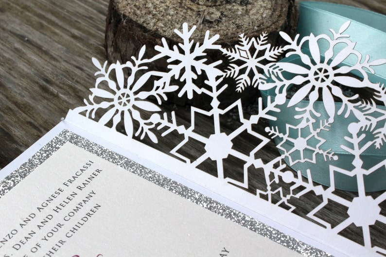 Laser Cut Snowflake and Glitter FROSTY FLURRIES sample Etsy