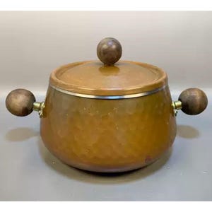 Vintage Copper Soup Pot with Lid, Saucepan Cook Pot with Stainless Steel Lining, Antique Copper Cookware, Country Farmhouse Kitchenware