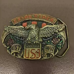 Vintage Tin Carved Eagle Belt Buckle Made in US - Accessories Collectible - Late 20th Century Hippie Style