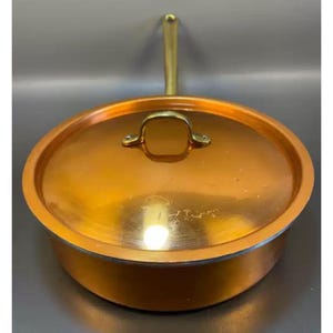 Vintage Copper Saucepan Cook Pot Stainless Steel Lining, Copper Pan with Lid, Antique Copper Cookware, Country Farmhouse Kitchenware