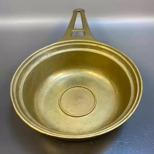 Vintage Brass Saucepan, Brass Cook Pot, Frying Pan, Vintage Utensils, Antique Brass Cookware, Country Farmhouse Kitchenware