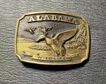 Vintage 1973 Alabama Commemorative Edition Brass Belt Buckle - Jeans Belt Buckle - Belt Charms Collectible - 70s' US Souvenir
