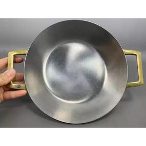 Vintage Copper Saucepan Cook Pot with Stainless Steel Lining, Frying Pan, Antique Copper Cookware, Country Farmhouse Kitchenware