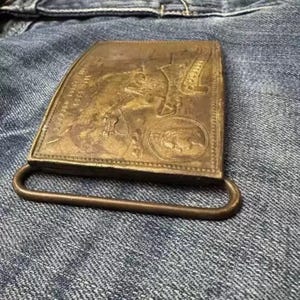 Vintage Buffalo Brass Belt Buckle - Jeans Belt Buckle - Belt Charms Collectible - 19th US Souvenir image 6