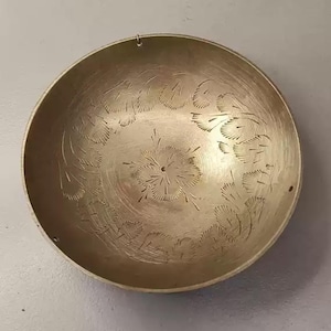 Vintage Brass Tray with Carving Floral Pattern, Collectible Home Decor, Brass Serving Dish, Boutique Tableware