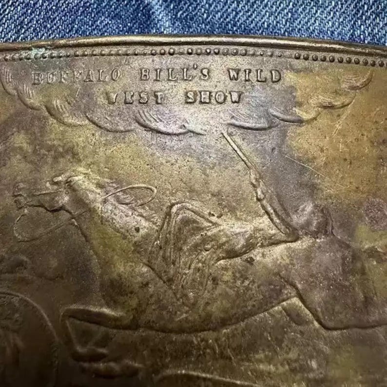 Vintage Buffalo Brass Belt Buckle - Jeans Belt Buckle - Belt Charms Collectible - 19th US Souvenir image 3