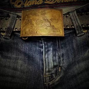 Vintage Buffalo Brass Belt Buckle - Jeans Belt Buckle - Belt Charms Collectible - 19th US Souvenir image 8
