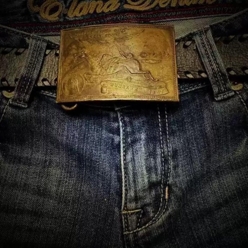 Vintage Buffalo Brass Belt Buckle - Jeans Belt Buckle - Belt Charms Collectible - 19th US Souvenir image 8