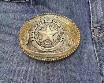 Vintage Texas Brass Belt Buckle - Jeans Belt Buckle - Belt Charms Collectible - 60s' US Souvenir