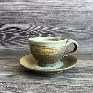 Japanese Mashiko Ware Vintage Ceramic Coffee Mug Set, Pottery Tea Cup, Unique Stoneware