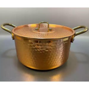 Vintage Copper Soup Pot with Lid, Saucepan Cook Pot with Tin Lining, Antique Copper Cookware, Country Farmhouse Kitchenware
