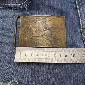 Vintage Buffalo Brass Belt Buckle - Jeans Belt Buckle - Belt Charms Collectible - 19th US Souvenir image 7