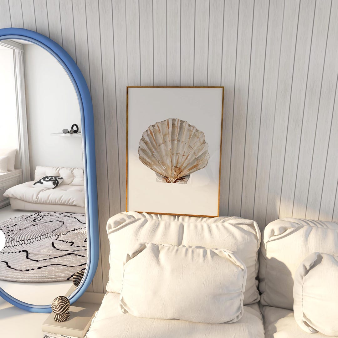 Scallop Shell Poster Scallop Shell Wall Art Print | Neutral Coastal Poster | Earthy Beach ...