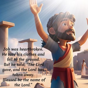 Job, un hombre de fe, Historia bíblica de Job, Historias bíblicas para niños, Historia bíblica ilustrada, Libro electrónico cristiano devocional para niños, Libro de historias de Job