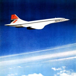 British Airways Concorde Vintage Poster – Supersonic Jet Wall Art 20x30