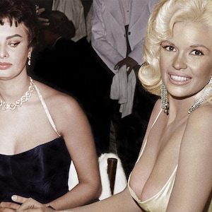 Sophia Loren Jayne Mansfield Poster – Faces of Jealousy – Vintage Hollywood Glamour Print 20x30