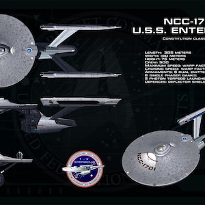 Star Trek Enterprise Blueprint Poster | Sci-Fi Spaceship Schematic Wall Art | Trek Fan Gift