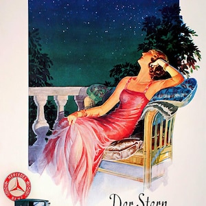 Póster de Mercedes-Benz "Pide un deseo a una estrella": lámina artística de coche clásico, decoración de pared con cielo estrellado, regalo de lujo para entusiastas de los coches.