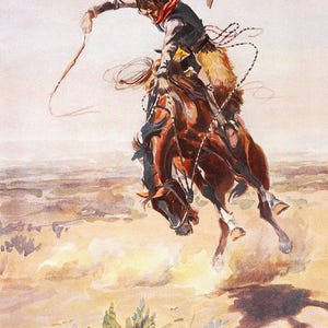 Western Cowboy Wall Art – Vintage Style Wild West Poster, Rustic Cowboy Decor, Western Landscape Print for Home or Cabin 20x30