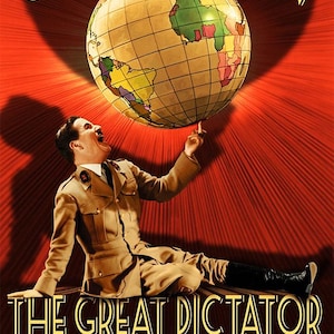 The Great Dictator Movie Poster – Charlie Chaplin Classic Film Print, Vintage Cinema Wall Art, Black & White Satire Poster, 20x30