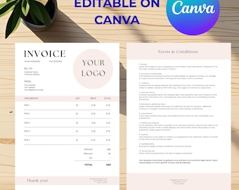 Fattura freelance / Modello di termini / Termini e condizioni di fattura Canva modificabili / Stampabile per piccole imprese / Download digitale