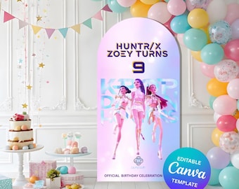 K-Pop Geburtstag Kulisse | Bearbeitbare Canva Vorlage | Digitale Party Dekoration | Kinder Geburtstagsgirlande