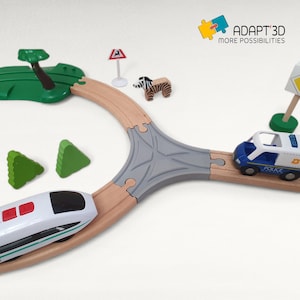 Incrocio a 3 binari per treni in legno – Compatibile con binari Brio, Ikea e Lidl