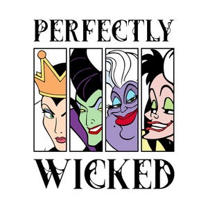 Perfectly Wicked Bad Witches Club Png, Retro Halloween Costume Png, Villain Gang Png, Villains Wicked Png, Trick Or Treat Png Design