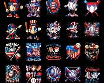 Baseball Drip Ice Cream 4th of July US Flag Png, Boys Dripping Ice Cream American Flag, Ice Cream American Flag 4th Of July Png