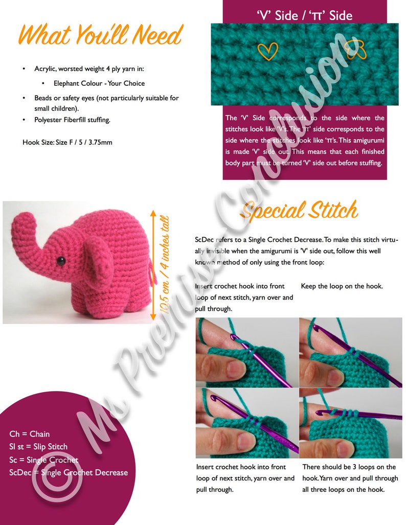 Amigurumi Crochet Elephant Pattern image 5