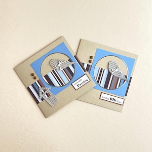 Conjunto de 2 cartões comemorativos artesanais para scrapbook com detalhes em folha de prata e envelopes de papel kraft - conjunto de presente com cartões em branco